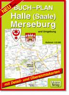Buchstadtplan Halle/Saale, Merseburg und Umgebung Maßstab 1:20.000 - mit Detail- und Übersichtskarten