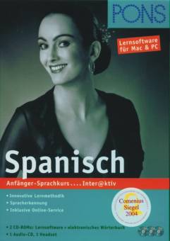 PONS Spanisch Anfänger- Sprachkurs ....Inter@ktiv Lernsoftware für Mac & PC
Innovative Lernmethodik
Spracherkennung
Inklusive Online-Service
2 CD-ROMs: Lernsoftware + elektronisches Wörterbuch
1 Audio-CD, 1 Headset