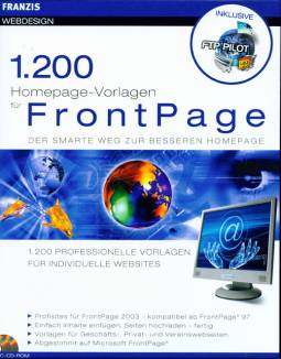 1200 Homepage-Vorlagen für FrontPage DER  SMARTE  WEG  ZUR   BESSEREN   HOMEPAGE 1.200 PROFESSIONELLE VORLAGEN FÜR INDIVIDUELLE WEBSITES
-  Profisites für FrontPage 2003 - kompatibel ab FrontPage® 97
-  Einfach Inhalte einfügen, Seiten hochladen - fertig
-  Vorlagen für Geschäfts-, Privat- und Vereinswebseiten
-  Abgestimmt auf Microsoft FrontPage