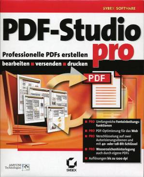 PDF-Studio Pro Professionelle PDFs erstellen bearbeiten - versenden - drucken 

- <b> PRO </b> Umfangreiche <b> Fonteinbettungsfunktionen </b>
- <b> PRO </b> PDF-Optimierung für das <b> Web</b>
- <b> PRO </b> Verschlüsselung auf zwei Autorisierungsebenen und mit <b> 40- oder 128-Bit-Schlüssel </b>
- <b> PRO </b>  <b>Wasserzeichenhinterlegung auch durch eigene PDFs 
- Auflösungen <b> bis zu 1200 dpi </b>