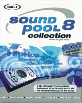MAGIX Soundpool Collection 8 Power for your music 5000 exclusive stereo samples
5 CDs with royalty-free sound loops
Professional 16 bit CD quality in 44.1 kHz
For any system that supports WAV format