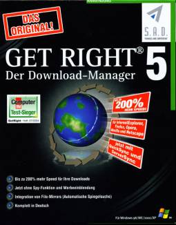 Get Right 5 Der Download-Manager Das Original!
Bis zu 200% mehr Speed für Ihre Downloads
Jetzt ohne Spy-Funktion und Werbeeinblendung
Integration von File-Mirrors (Automatische Spiegelsuche)
Komplett in Deutsch