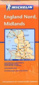 England Nord, Midlands Strassenkarte 1:400.000 Regional 502 Großbritannien mit touristischen Hinweisen Motoring & Tourist Map. Pl. d. Ballungsgebiete Birmingham, Leeds, Manchester, Liverpool. Ortsverz., Entfernungen u. Fahrtzeiten. 1 : 400.000

3. Aufl.
