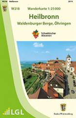 Topographische Wanderkarte Baden-Württemberg: Heilbronn - Waldenburger Berge, Öhringen (W218). Maßstab 1:25000   Herausgegeben von Landesamt für Geoinformation und Landentwicklung Baden-Württemberg
in Verbindung mit Schwäbischer Albverein e.V.