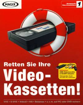 MAGIX Retten Sie Ihre Videokassetten  VHS - S-VHS - Video8 - Hi8 - Betamax - u.v.m. auf PC oder DVD sichern
Inklusive:
USB-Videowandler & SCART-Adapter
Videogeräte direkt mit dem PC verbinden