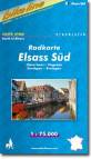 Radkarte: Elsass Süd - Maßstab 1:75:000 - Oberrhein - Vogesen - Sundgau - Breisgau