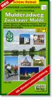 Mulderadweg - Zwickauer Mulde, Radwander- und Wanderkarte mit Zick-Zack-Faltung, 1:50.000 - Von der Quelle im Vogtland über Zwickau, Glauchau, Grimma, Wurzen und Eilenburg zur Mündung in die Elbe bei Dessau-Roßlau