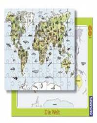 Geographie Lernpuzzle - Die Welt, Puzzle 60 Teile  - Landkartenpuzzle mit 2 Ebenen