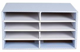 Schreibtisch-Organizer aus Karton, 8 Fächer blau-weiß - 