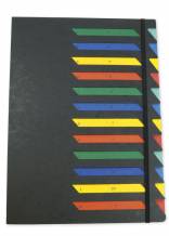 Tisch-Fächermappe 1-12 aus Pappe A4, farbig mit Verschlussgummi  - 