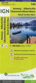 IGN Karte, Tourisme et vélo: Annecy. Chamonix-Mont-Blanc. Albertville  1:100000 - Patrimoine historique et naturel. Itinéraires de Grande Randonnée. Eurovélo, véloroutes et voies vertes
