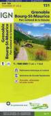 IGN Cartes Top 100 - Straßenkarte. 1:100000 SK 151 Grenoble - Bourg-Saint-Maurice. Parc national de la Vanoise - Patrimoine historique et naturel. Itinéraires de Grande Randonnée. Eurovélo, véloroutes et voies vertes