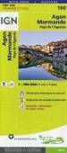 IGN Top 100 Karte 160, Tourisme et vélo, Agen - Marmande - Pays de l´Agenais 1:100000 - Patrimoine historique et naturel. Itinéraires de Grande Randonnée. Eurovélo, véloroutes et voies vertes