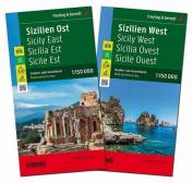 Sizilien, Straßenkarten-Set 1:150.000 - 2 Blätter in Kunststoff-Hülle mit Infoguide und Top Tips