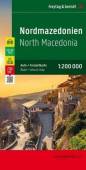 Nordmazedonien 1:200.000 Auto + Freizeikarte. Top 10 Tipps Sehenswürdigkeiten, Cityplan, Ortsregister mit Postleitzahlen. Mit QR-Code