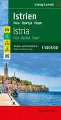 Istrien, Straßen- und Freizeitkarte 1:100.000 Pula - Opatija - Koper, mit Infoguide und Top Tips, Radwege
