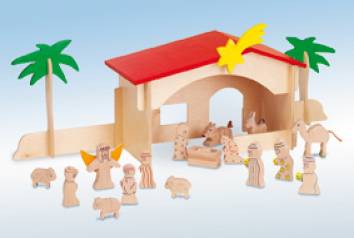 Weihnachtskrippe - stabile Holzkrippe aus hochwertigem Birkensperrholz