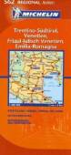 Trentino-Südtirol, Venetien, Friaul-Julisch Venetien, Emilia-Romagna Stadtpläne Venezia, Verona, Bologna, Ortsverzeichnis, Entfernungen und Fahrzeiten. 1 : 400.000