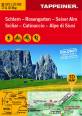 Schlern - Rosengarten - Seiser Alm / Sciliar - Catinaccio - Alpe di Siusi Wanderkarte und Luftbild-Panoramakarte Maßstab 1:25.000