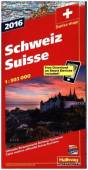 Hallwag Straßenkarte Schweiz 2016, 1 : 303.000, mit Distoguide, Transitplänen u. Index; Suisse 2016, 1 : 303.000 