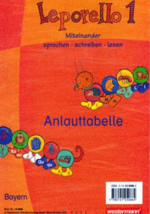 Leporello Anlauttabelle, Ausgabe Bayern, 1. Schuljahr großer Buchstabentausendfüßler