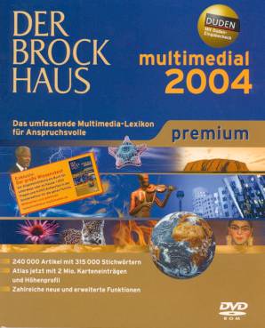 Der Brockhaus Multimedial 2004 Premium Das umfassende Multimedia-Lexikon für Anspruchsvolle - 240.000 Artikel mit 315.000 Stichwörtern
- Atlas jetzt mit 2 Mio. Karteneinträgen und Höhenprofil
- Zahlreiche neue und erweiterte Funktionen