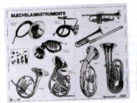Blechblasinstrumente Musikposter DIN A 1, schwarz - weiß,  bestäbt