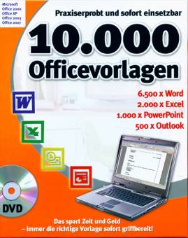 10.000 Office-Vorlagen Praxiserprobt und sofort einsetzbar 6.500 x Word
2.000 x Ecxel
1.000 X PowerPoint
500 X Outlook
Das spart Geld und Zeit- immer die richtige Vorlage sofort griffbereit
Microsoft
Office 2000
Office XP
Office 2003
Office 2007