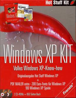 Windows XP KIT Volles Windows XP-Know-how Originalausgabe Hot Stuff Windows XP
PDF MAILER extra
200 Euro-Fonts für Windows XP
100 Windows XP Spiele 

2 CD-ROMs + 650 Seiten Buch