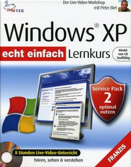 Windows XP Lernkurs  Der Live-Video-Workshop mit Peter Biet

8 Stunden Live-Video-Unterricht 
hören, sehen & verstehen

Service Pack 2 optimal nutzen 

Direkt von CD lauffähig