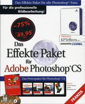 Das Effekte-Paket für Adobe Photoshop CS  Das Effekte Paket für alle Photoshop(R)-Fans
Für die professionelle Bildbearbeitung! 

Das Powerpaket für Photoshop(R) CS 

4 CD-ROMs + HotStuff Color Buch 