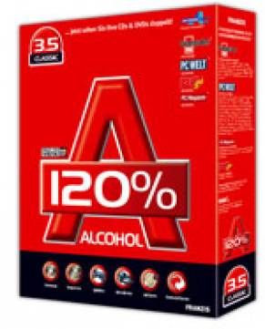 Alcohol 120% 3.5 Classic Copy, copy, copy! Version 1.9.5.4327 Mit ALCOHOL 120% erstellen Sie perfekte 1 : 1-Kopien von CDs und DVDs! Einfach CD oder DVD einlegen und mit wenigen Mausklicks 1 : 1 kopieren – fertig!