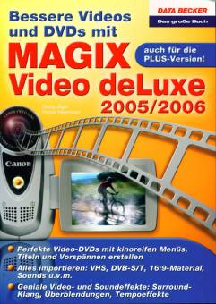 Bessere Videos und DVDs mit Magix Video deLuxe 2005/06 auch für die PLUS-Version Perfekte Video-DVDs mit kinoreifen Menüs, Titeln und Vorspännen erstellen
Alles importieren: VHS, DVB-S/T, 16:9-Material, Sounds u.v.m.
Geniale Video- und Soundeffekte: Surround-Klang, Überblendungen, Tempoeffekte