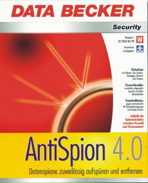 AntiSpion 4.0 Datenspione zuverlässig aufspüren und entfernen TiefenScan auf Adware, Spy-Cookies, Keylogger, Hijacker und Trojaner
PowerShredder vernichtet aufgespürte Spyware mit allen Bestandteilen
TransferBlocker gegen unerwünschte XP-Datenübertragungen und PopUp-Fenster
Schließt die Sicherheitslücke zwischen Firewall und Virenscanner!