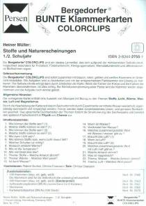 Stoffe und Naturerscheinungen 1./2. Schuljahr Bergedorfer BUNTE Klammerkarten
COLORCLIPS