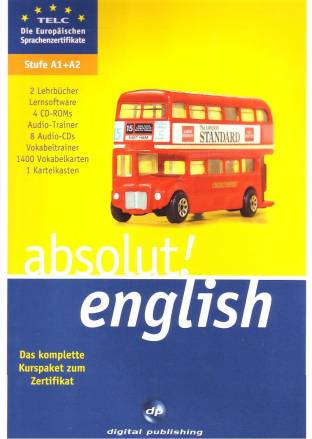 absolut! english Der komplette Sprachkurs zum Europäischen Sprachenzertifikat für Anfänger und Wiedereinsteiger A B S O L U T ! A L L - I N - O N E - S P R A C H K U R S
2 Lehrbücher, 8 Audio-CDs, 4 CD-ROMs, Vokabeltrainer, Vokabelkarten und Lernkartei