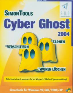 SimonTools Cyber Ghost 2004 Mehr Komfort durch anonymes Surfen, Wegwerf-E-Mail und Spurenvernichtung!  Simon Tools für Windows 98/ME/2000/XP
tarnen - verschleiern - Spuren löschen