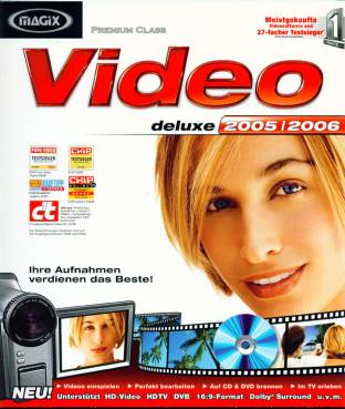 MAGIX Video deLuxe 2005/2006 Ihre Aufnahmen verdienen das Beste! Videos einspielen - perfekt bearbeiten - Auf CD & DVD brennen - Im TV erleben
NEU! Unterstützt HD-Video /HDTV / DVB / 16:9-Format / Dolby Surround / u.v.m.