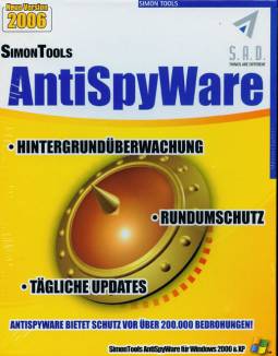 SimonTools AntiSpyWare 2006 Antispyware bietet Schutz vor über 200.000 Bedrohungen! Hintergrundüberwachung - Rundumschutz - tägliche Updates