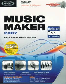 MAGIX Music Maker 2007 deluxe Einfach gute Musik machen Die Musik-Innovation!
MAGIX Vital Instruments
Unglaublich echt klingende virtuelle Instrumente einfach selbst spielen!
Arrangieren: Einfach per Mausklick
Remixen: Songs neu produzieren
Veröffentlichen: Online, auf CD u.v.m.
deluxe-EXTRAS: 3.000 Sounds & Samples, MAGIX Mastering Suite 2.0, 5.1 Surround-Sound u.v.m.
NEU! Revolta™ Bass & Lead Synthesizer, Mediendatenbank, Drum Editor, eigene Podcasts erstellen