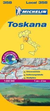 Michelin Local Karte Italien 358: Toskana Ortsverzeichnis, Entfernungstabelle, Stadtpläne. Mit Satellitenbild. 1 : 200.000 4. Aufl.