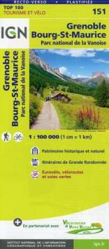 IGN Cartes Top 100 - Straßenkarte. 1:100000 SK 151 Grenoble - Bourg-Saint-Maurice. Parc national de la Vanoise Patrimoine historique et naturel. Itinéraires de Grande Randonnée. Eurovélo, véloroutes et voies vertes 4. Aufl.
Vertrieb in Deutschland über: https://www.geocenter.de