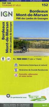 IGN Cartes Top 100 - Straßenkarte. Maßstab 1:100000 SK 152: Bordeaux - Mont-de-Marsan - PNR des Landes de Gascogne Patrimoine historique et naturel. Itinéraires de Grande Randonnée. Eurovélo, véloroutes et voies vertes 4. Aufl.

Vertrieb in Deutschland über: https://www.geocenter.de