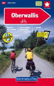 Oberwallis / Haut-Valais Velokarte mit den offiziellen Routen 'Veloland Schweiz'. GPS tauglich, Index. Waterproof. 1 : 60.000
