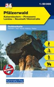 Pfälzerwald Kaiserslautern - Pirmasens Landau - Neustadt/Weinstraße. - Wandern, Rad, Nordic Walking, Reiten. 1 : 50.000 waterproof Outdoor-Karten Deutschland Nr. 24