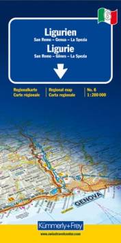 Kümmerly & Frey Regional-Karte Italien Nr. 6: Ligurien; Ligurie; Liguria  San Remo, Genua, La Spezia. 1 : 200.000