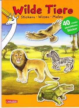 Wilde Tiere Stickern- Wissen- Malen