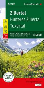Zillertal, Wander-, Rad- und Freizeitkarte 1:35.000, WK 5152 Hinteres Zillertal, Tuxertal, mit App, wasserfest und reißfest