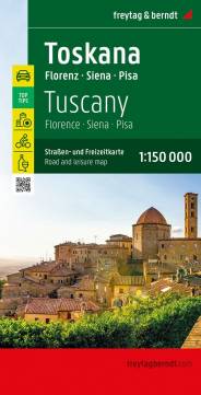 Toskana, Straßen- und Freizeitkarte 1:150.000 Florenz - Siena - Pisa, mit Infoguide, Top Tips, Weinführer, Innenstadtplan