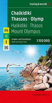Chalkidiki - Thassos - Olymp, Straßen- und Freizeitkarte 1:150.000 Halkidiki - Thasos - Mount Olympus